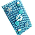Flower 7 3D Crystal Bling Diamond Rhinestone Jewellery stickers for mobile phone cases covers - Blue
