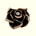 Bling 3D Camellia Flower Alloy Rhinestone Crystal DIY Phone Cover Case Deco Kit - Black