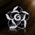 Bling Camellia Flower Alloy Rhinestone Crystal DIY Phone Case Cover Deco Kit - Black