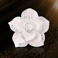 Bling Camellia Flower Alloy Rhinestone Crystal DIY Phone Case Cover Deco Kit - White