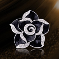 Bling Camellia Flower Alloy Rhinestone Crystal DIY Phone Cover Case Deco Kit - Black