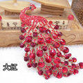 Bling Peacock Alloy Crystal Rhinestone Flatback DIY Phone Case Cover Deco Kit - Red