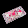 3D Flower Bling Crystal Case Rhinestone Cover for LG P880 Optimus 4X HD - Pink
