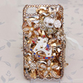 Alloy horse Bling Crystal Case Rhinestone Cover shell for iPhone 4G 4S - Champagne