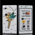 Angel Bling Crystal Case Rhinestone Cover shell for LG P880 Optimus 4X HD - Blue