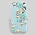 Bling Crystal blue resin Flower DIY Cell Phone Case shell Cover Deco Den Kit