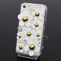 Daisy Bling Crystal Case Rhinestone Cover shell for iPhone 4G 4S - White