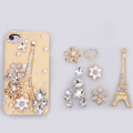 Eiffel Tower Bling Crystal Flower DIY Cell Phone Case shell Cover Deco Kit