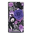 Flower Bling Crystal Case Rhinestone Cover shell for OPPO U705T Ulike2 - Deep Purple