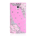 Flower Bling Crystal Case Rhinestone Cover shell for OPPO U705T Ulike2 - Pink
