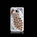 Peacock Bling Crystal Case Rhinestone Cover shell for LG E400 Optimus L3 - Red