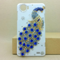 Peacock Bling Crystal Case Rhinestone Cover shell for OPPO finder X907 - Blue