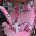 Bow Lace Universal Auto Car Seat Cover Set Short velvet 19pcs - Pink