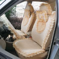 Heart Bud Lace Universal Auto Car Seat Covers 19pcs - Beige